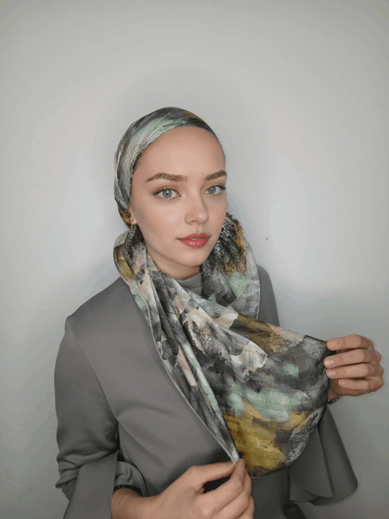 ⁦שיפון הדפס אפור נוצץ⁩ – תמונה ⁦6⁩