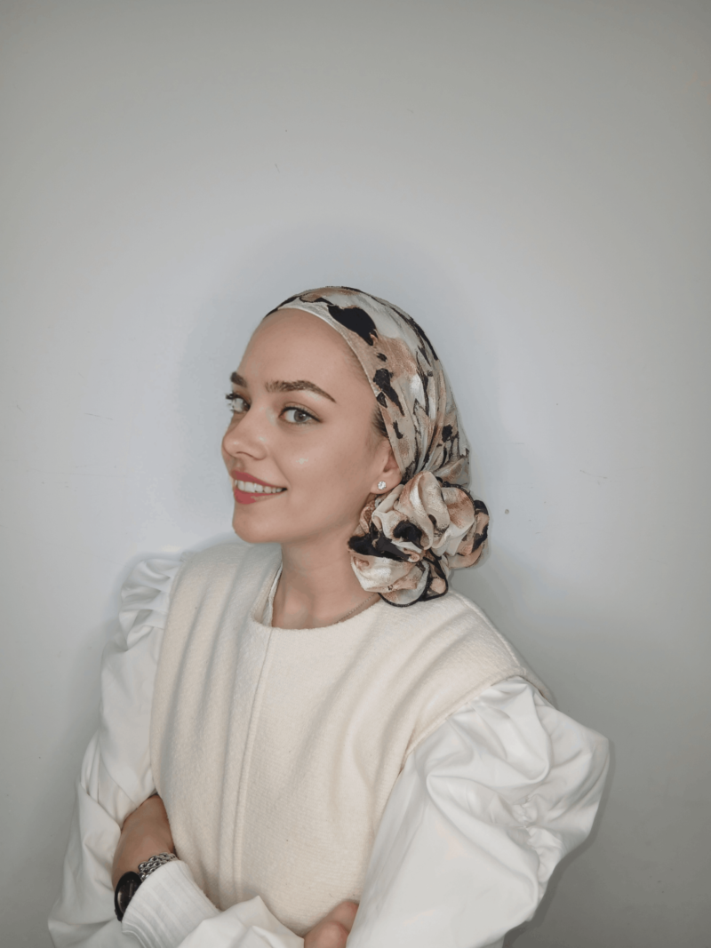 ⁦שיפון הדפס שחור בז' ואבן⁩ – תמונה ⁦3⁩