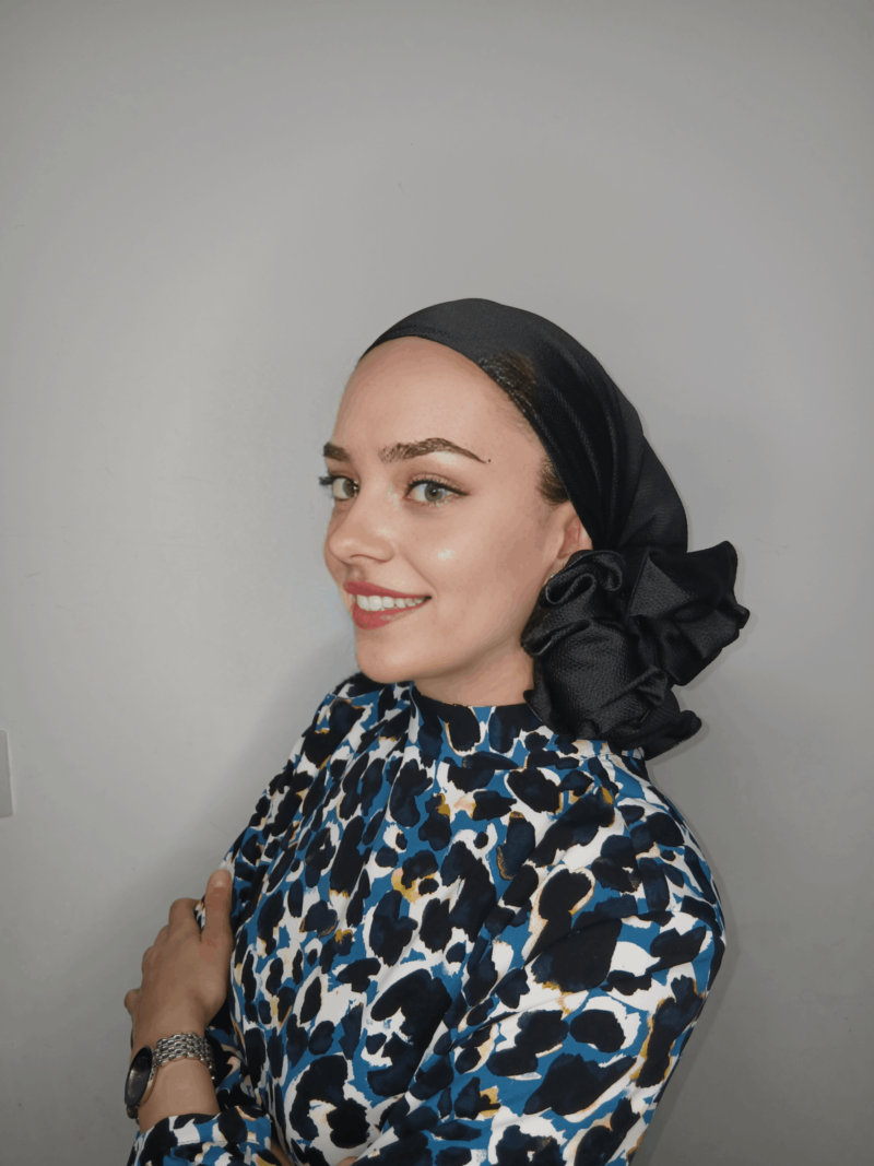 ⁦קרפ סאטן שחור חלק⁩ – תמונה ⁦6⁩